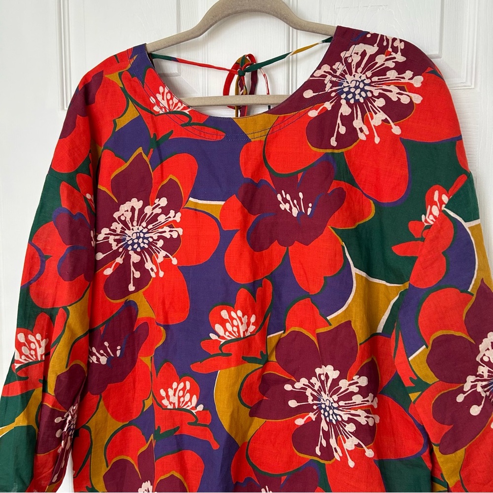 Something Navy Floral Long Sleeve Open Back Mini Dress - Picture 5 of 15